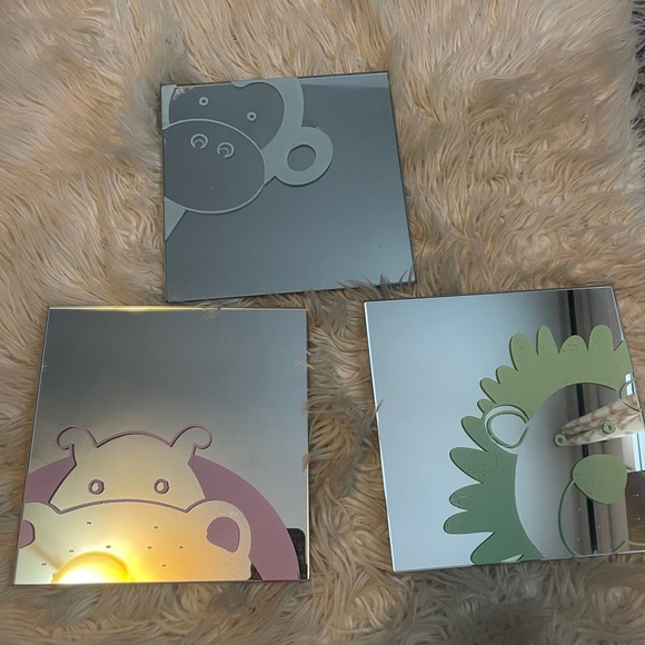Nursery Decor Safari Animal Mirrors Wall Art Set of 3 - Picture 5 of 6
